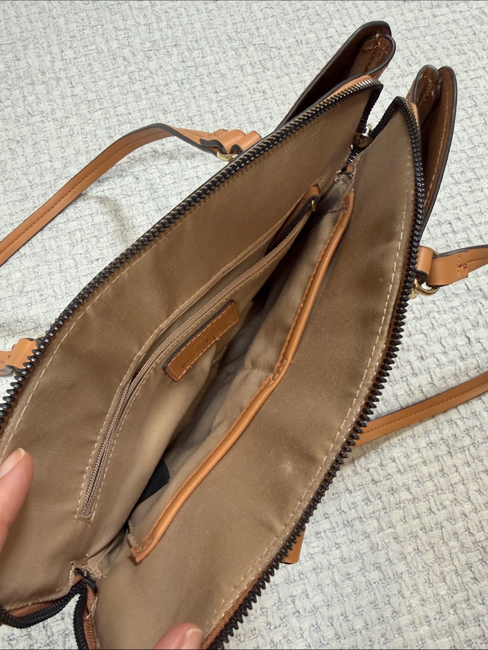 Nanette Lapore Liam Triple Section Shoulder Bag Cheetah Print Tan Vegan Leather - Picture 11 of 14